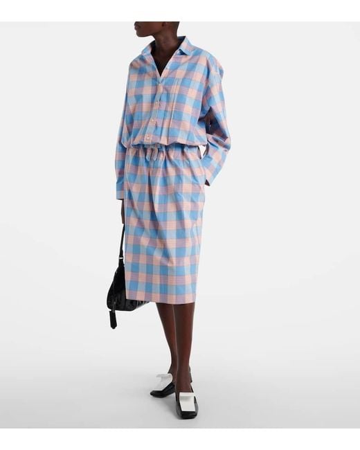 Chemise En Coton A Carreaux Prada en coloris Blue