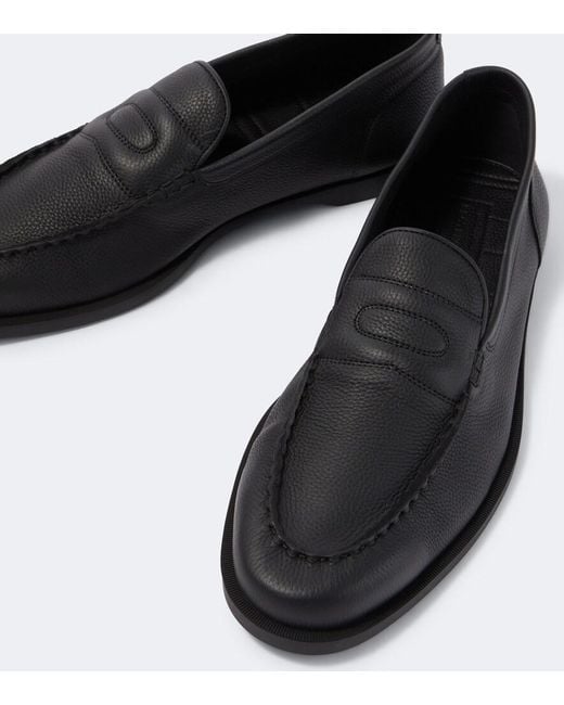 John Lobb Black Pace Leather Loafers for men