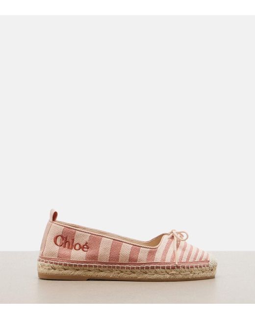 Chloé Pink Isla Striped Canvas Espadrilles