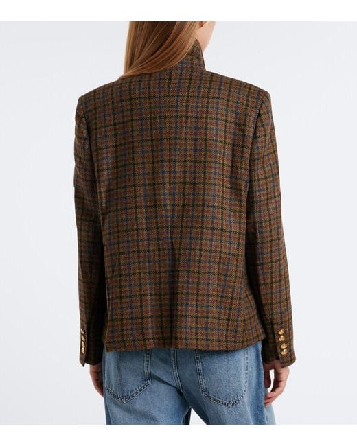 Blazé Milano Brown Amandira Shelley Checked Virgin Wool Blazer