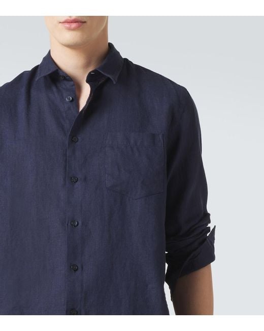 Vilebrequin Blue Linen Shirt for men