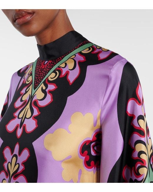 LaDoubleJ Multicolor Palazzo Placee Silk Twill Maxi Dress