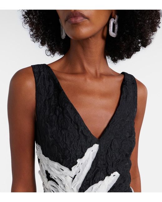 Erdem Black Floral Jacquard Midi Dress