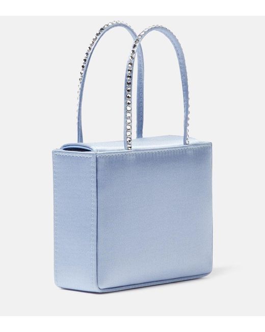 AMINA MUADDI Blue Verzierte Tote Superamini Gilda aus Satin