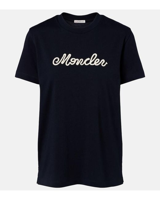 Moncler Blue Logo Cotton Jersey T-Shirt