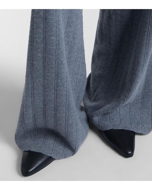 Lisa Yang Gray Shannen Cotton And Cashmere Wide-Leg Pants