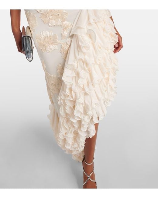 ROTATE BIRGER CHRISTENSEN White Bridal Floral-Applique Maxi Dress