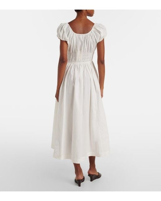 Doen White Midikleid Quinn Aus Baumwollpopeline