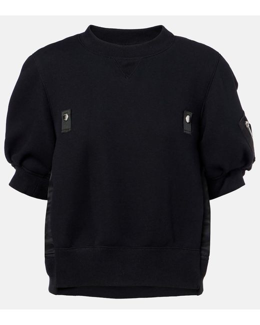 Sacai Black Twill And Jersey Top