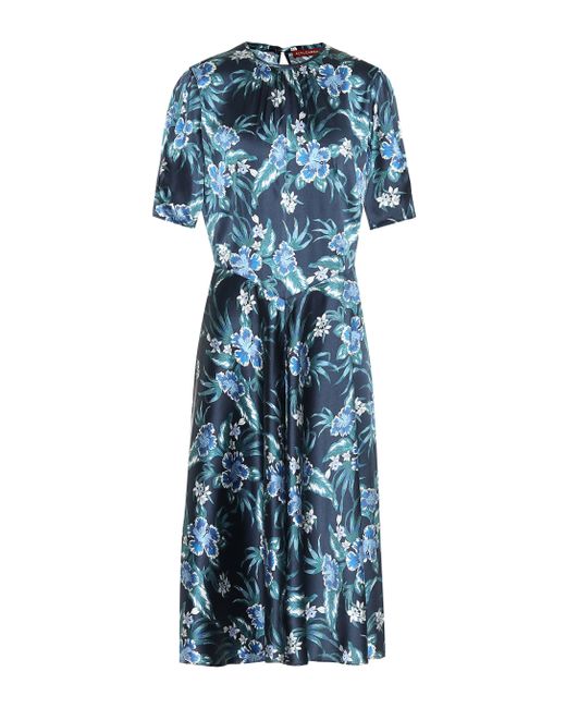 Altuzarra Blue Floral Stretch-silk Midi Dress