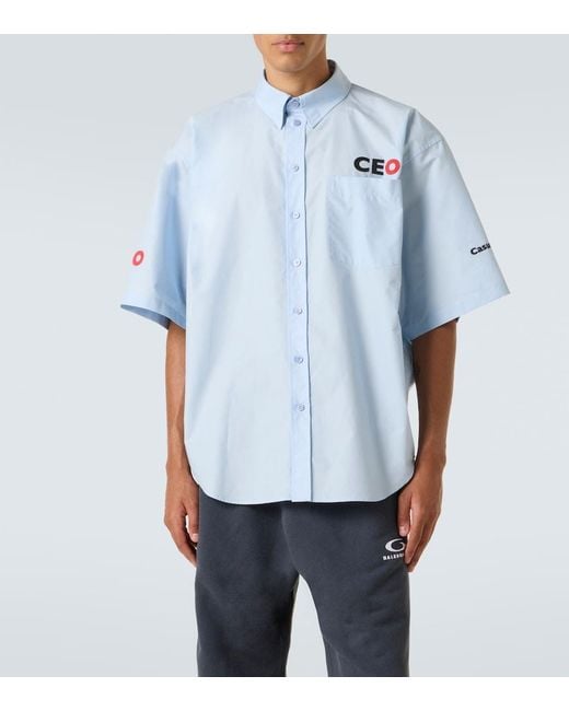 Balenciaga Blue Short-Sleeved Shirt for men