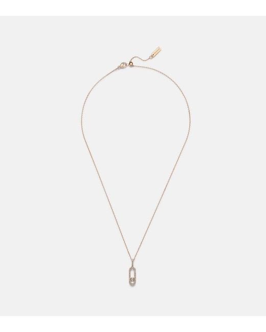 Messika White Move Uno Large 18Kt Rose Necklace With Diamonds