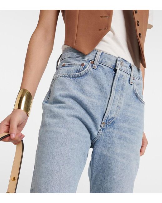 Agolde Blue Fran Mid-Rise Straight Jeans