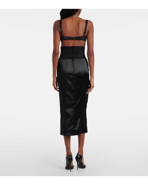【関税&送料込】Dolce&Gabbana Black Midi Skirt With Corset B Corset satin midi skirt in black - Dolce Gabbana | Mytheresa