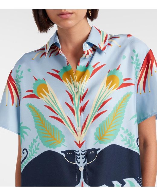 Etro Blue Printed Silk Pajamas