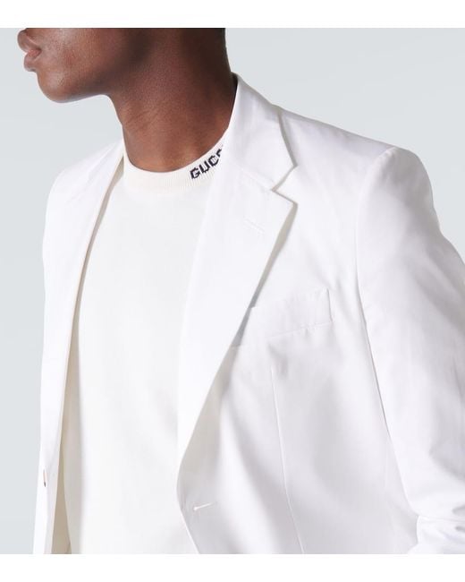 Camiseta de seda y algodon con logo Gucci de hombre de color White