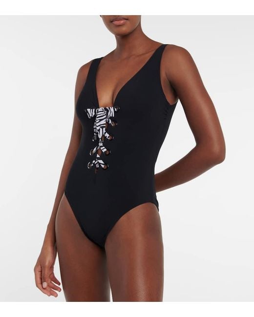 Karla Colletto Blue Lucy Lace-up Swimsuit