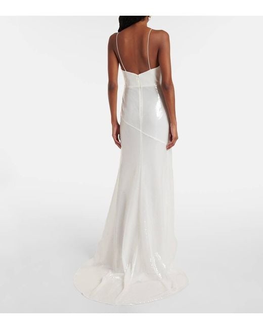 Alex Perry White Bridal Sequined Gown