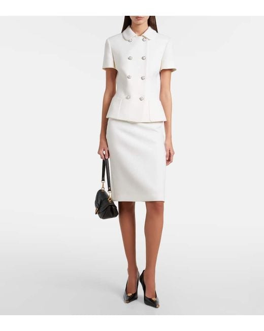 Versace White Virgin Wool Midi Skirt