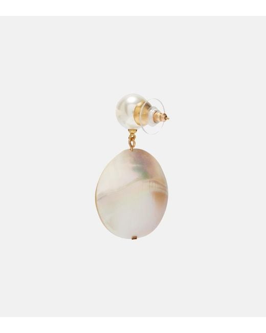 Jennifer Behr White Nerine Mother-Of-Pearl Drop Earrings