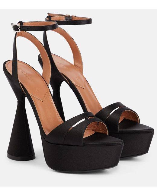 D'Accori Black Skye Satin Platform Sandals