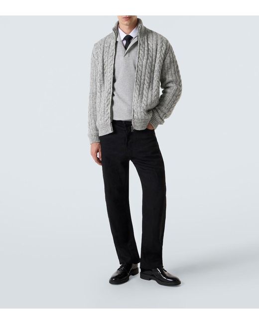 Herno Gray Cable-Knit Wool Jacket for men