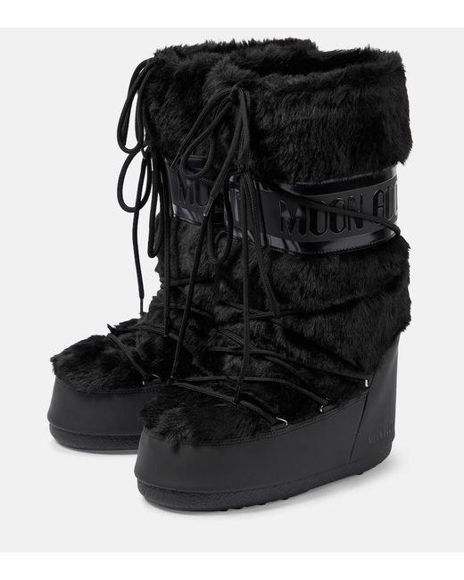 Icon Faux Fur Optical di Moon Boot in Black