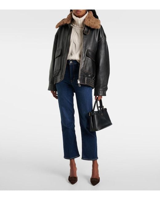 FRAME Blue Le Sleek High-Rise Straight Jeans