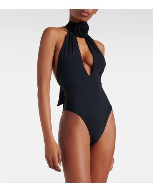 Magda Butrym Black Halterneck Cutout Swimsuit