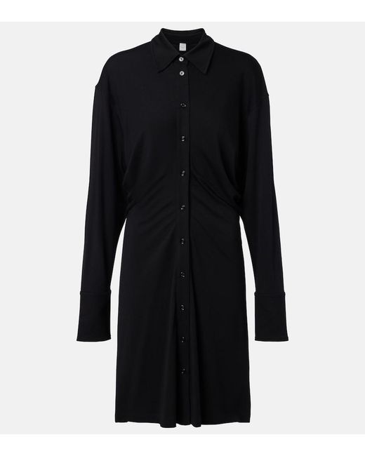 Totême Black Jersey Shirt Dress