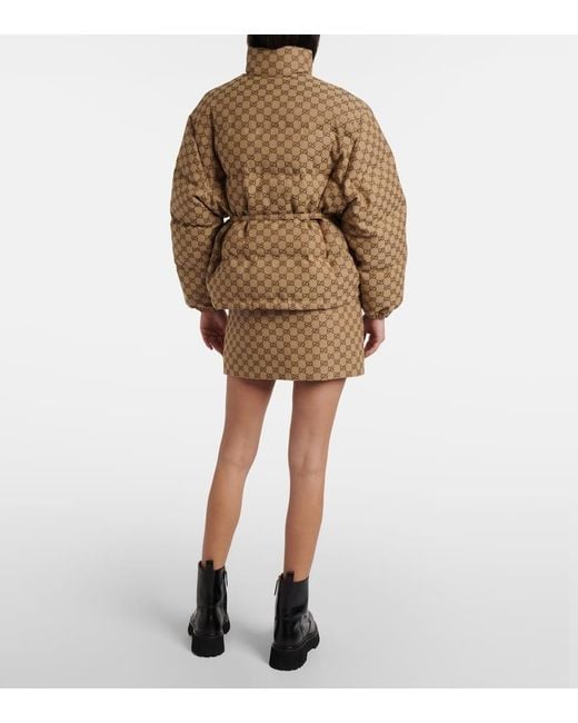 Gucci Brown Gg Canvas Down Jacket