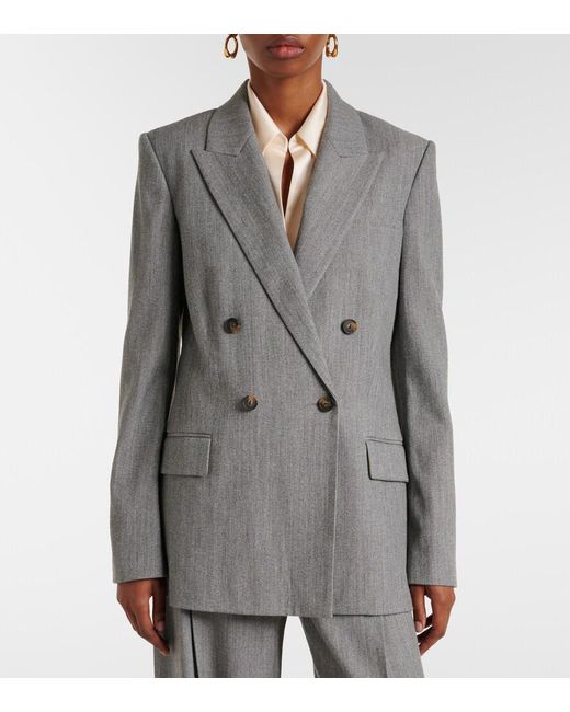 Vince Gray Double-Breasted Wool-Blend Twill Blazer