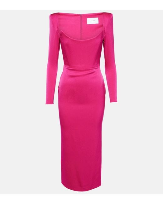Alex Perry Pink Crepe Satin Midi Dress