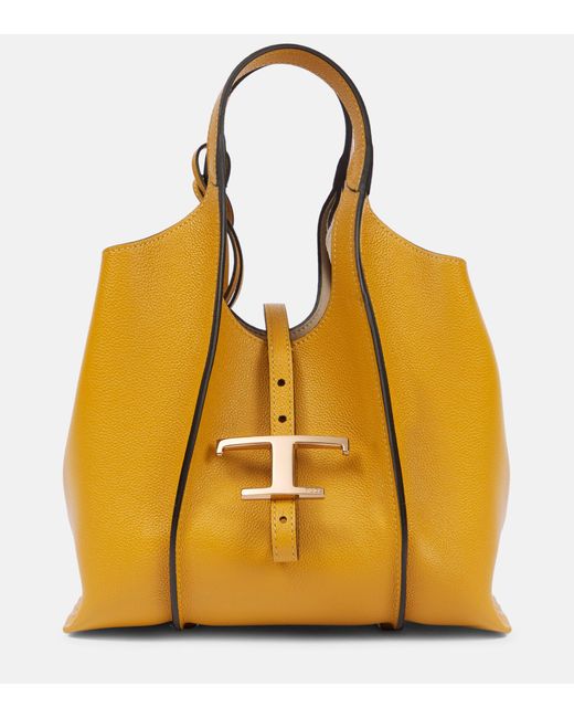 Tod's Timeless Mini Leather Tote Bag in Yellow Lyst