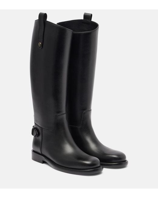 Burberry Black Cavalier Leather Knee-High Boots