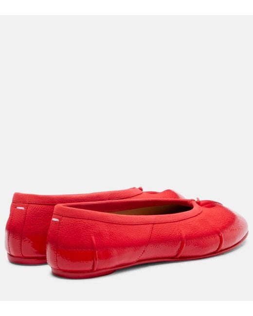 Maison Margiela Red Tabi Patent Leather Ballet Flats