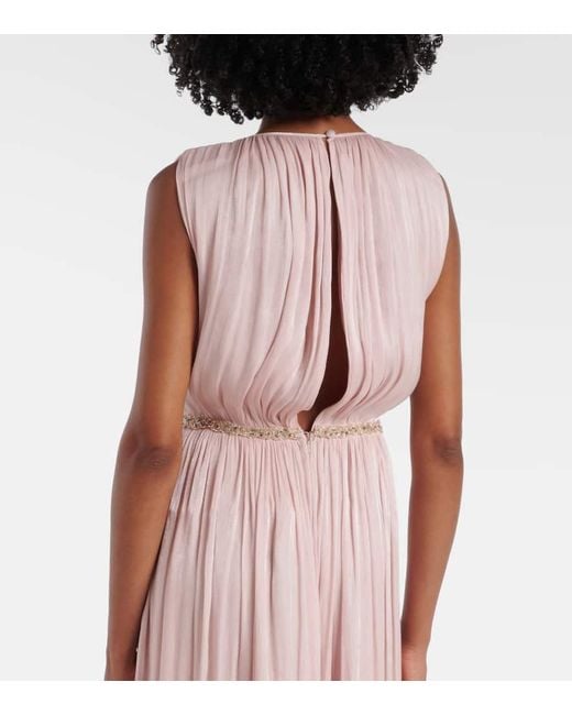 Costarellos Pink Jazmin Georgette Lame Gown
