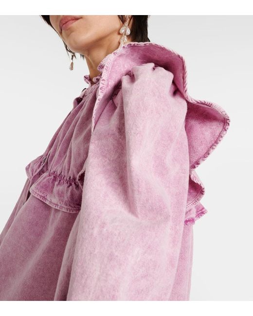 Isabel Marant Pink Idety Ruffled Denim Shirt