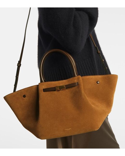 DeMellier London Brown New York Midi Suede Tote Bag