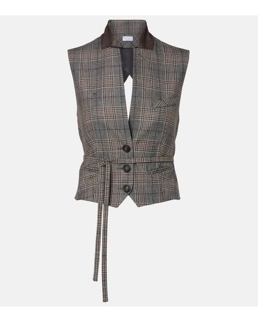 Brunello Cucinelli Gray Weste Aus Schurwolle