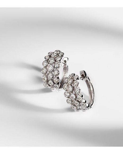 Anita Ko White Three Row 18Kt Huggie Earrings With Diamonds