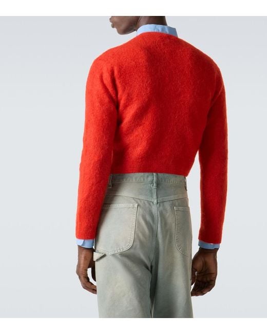 Auralee Red Alpaca Cardigan for men