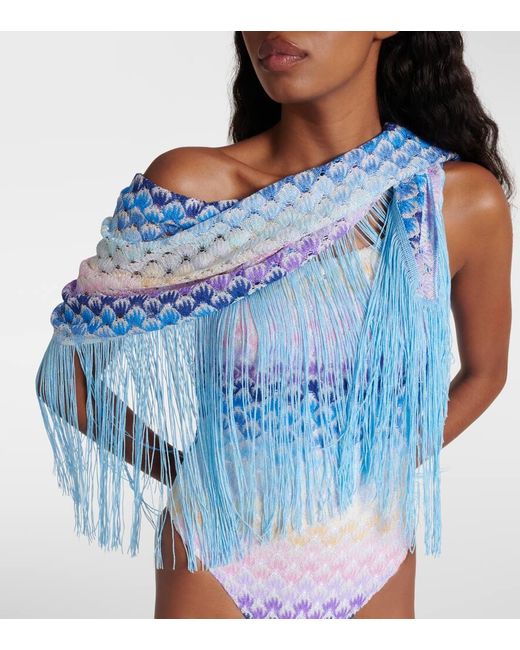 Missoni Blue Fringed Lame Beach Cover-up