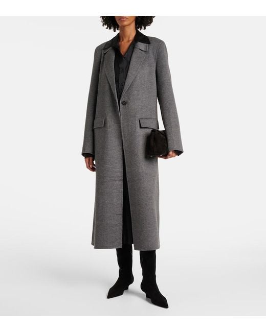 Totême  Gray Mantel Aus Wolle