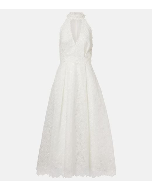 Costarellos White Lavinia Embroidered Organza Cocktail Dress
