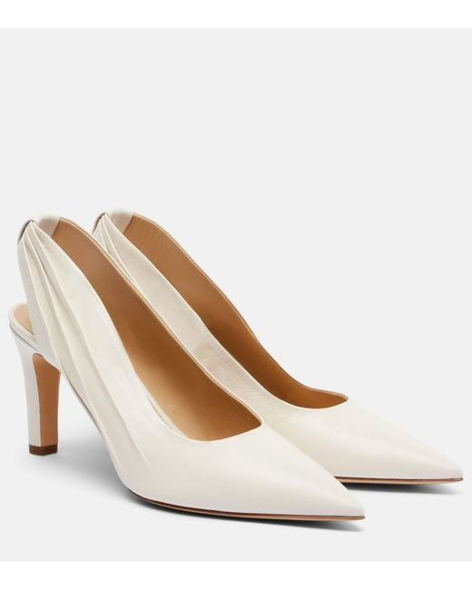 Gabriela Hearst White Amari 90 Leather Slingback Pumps