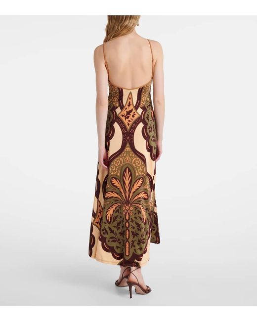 Johanna Ortiz Brown Printed Jersey Midi Dress