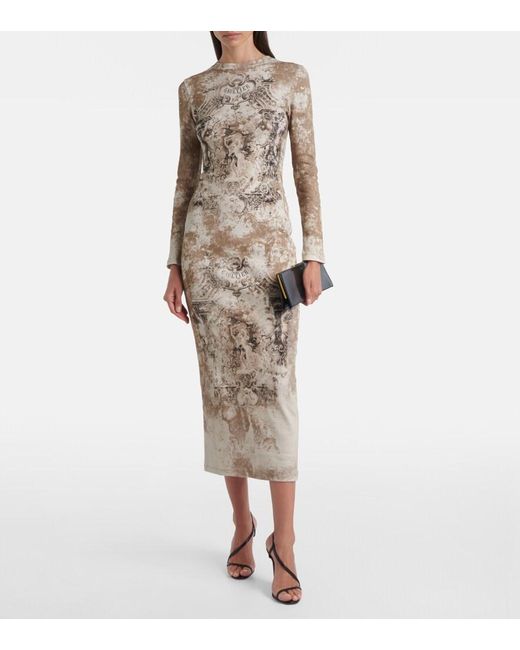 Jean Paul Gaultier Natural Medaillon Cotton-Blend Jersey Midi Dress