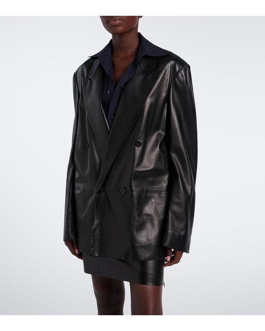 Gucci Black Double-Breasted Leather Jacket