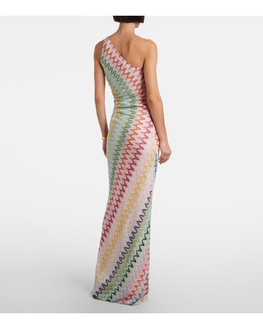 Missoni White One-Shoulder Lame Gown